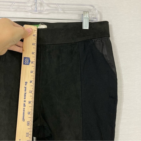 Anthropologie Black Mixed Media Faux Leather Knit Stretch Slim Pants size 30‎ - Picture 6 of 9